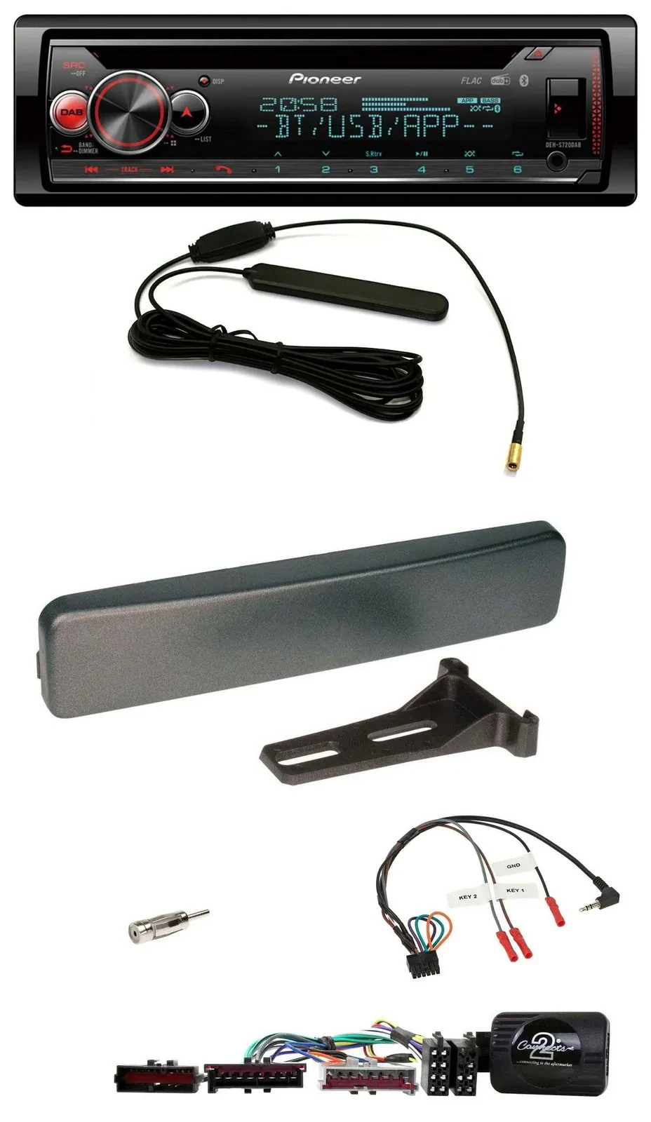 Автомагнитола Pioneer CD, USB, Bluetooth, DAB для Ford Mondeo/Focus, антрацит