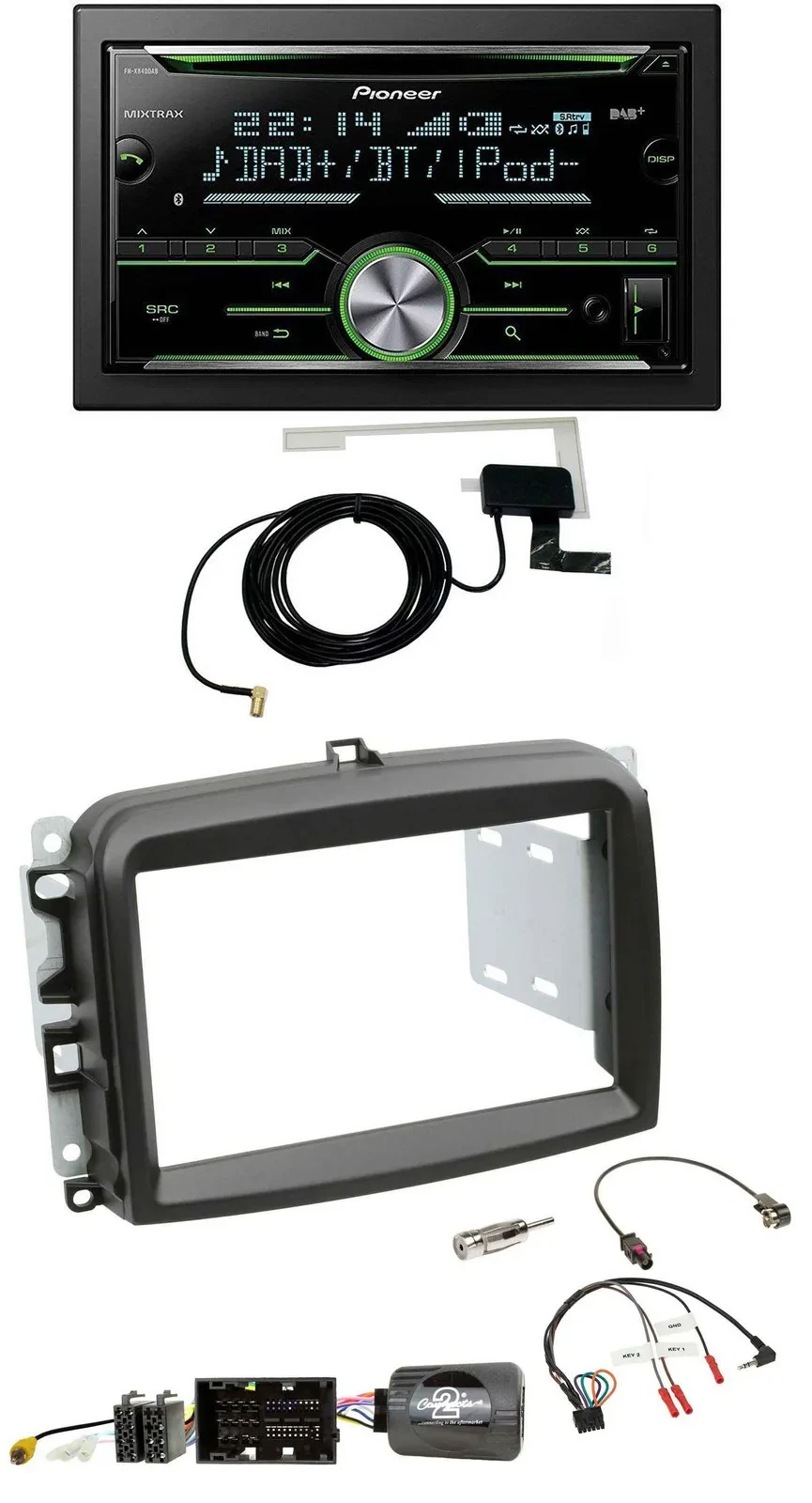 Pioneer CD USB Lenkrad Bluetooth 2DIN DAB Autoradio für Fiat 500 L ab 2012