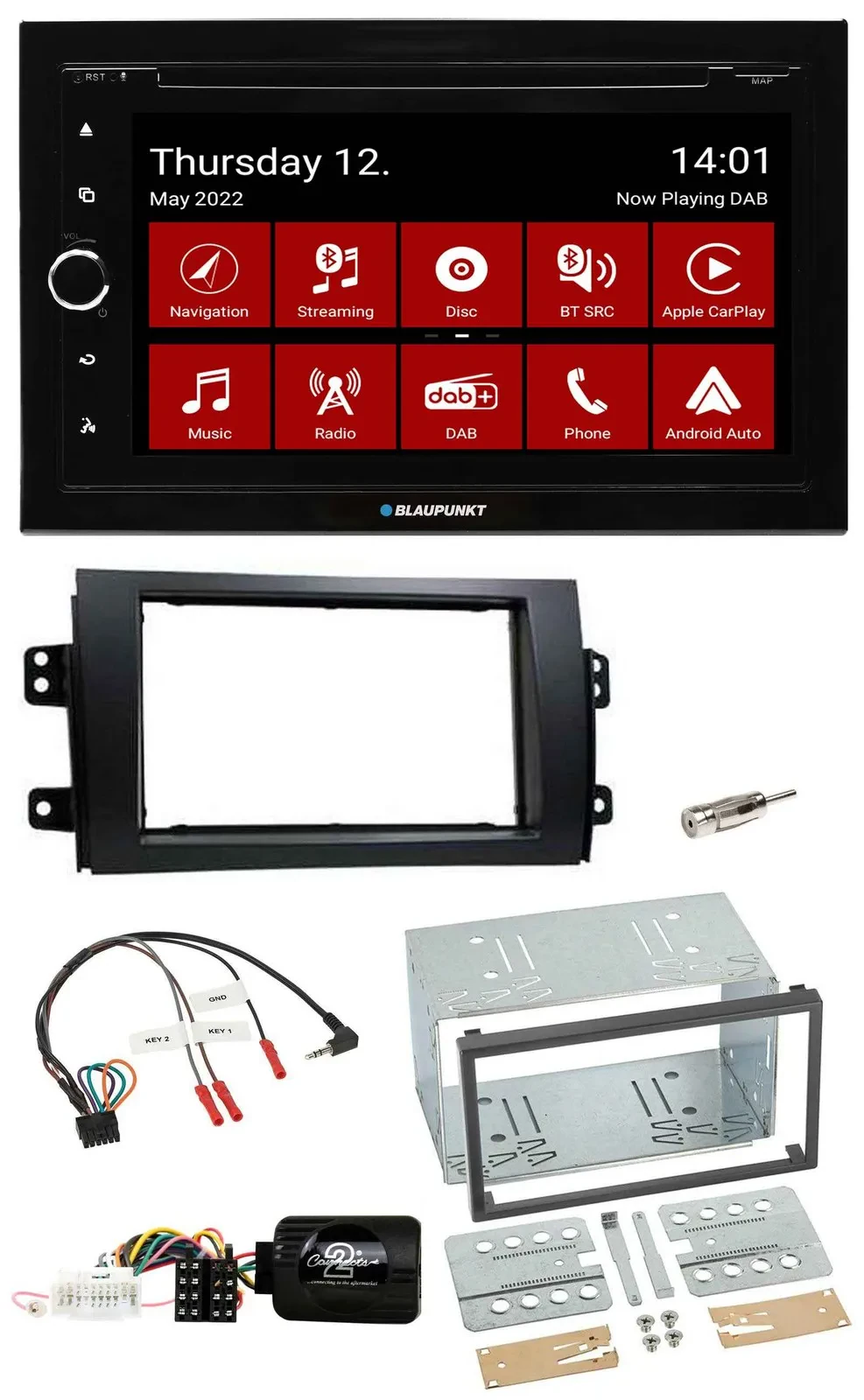 Blaupunkt Lenkrad DVD Bluetooth DAB 2DIN USB Autoradio für Fiat Sedici Suzuki SX
