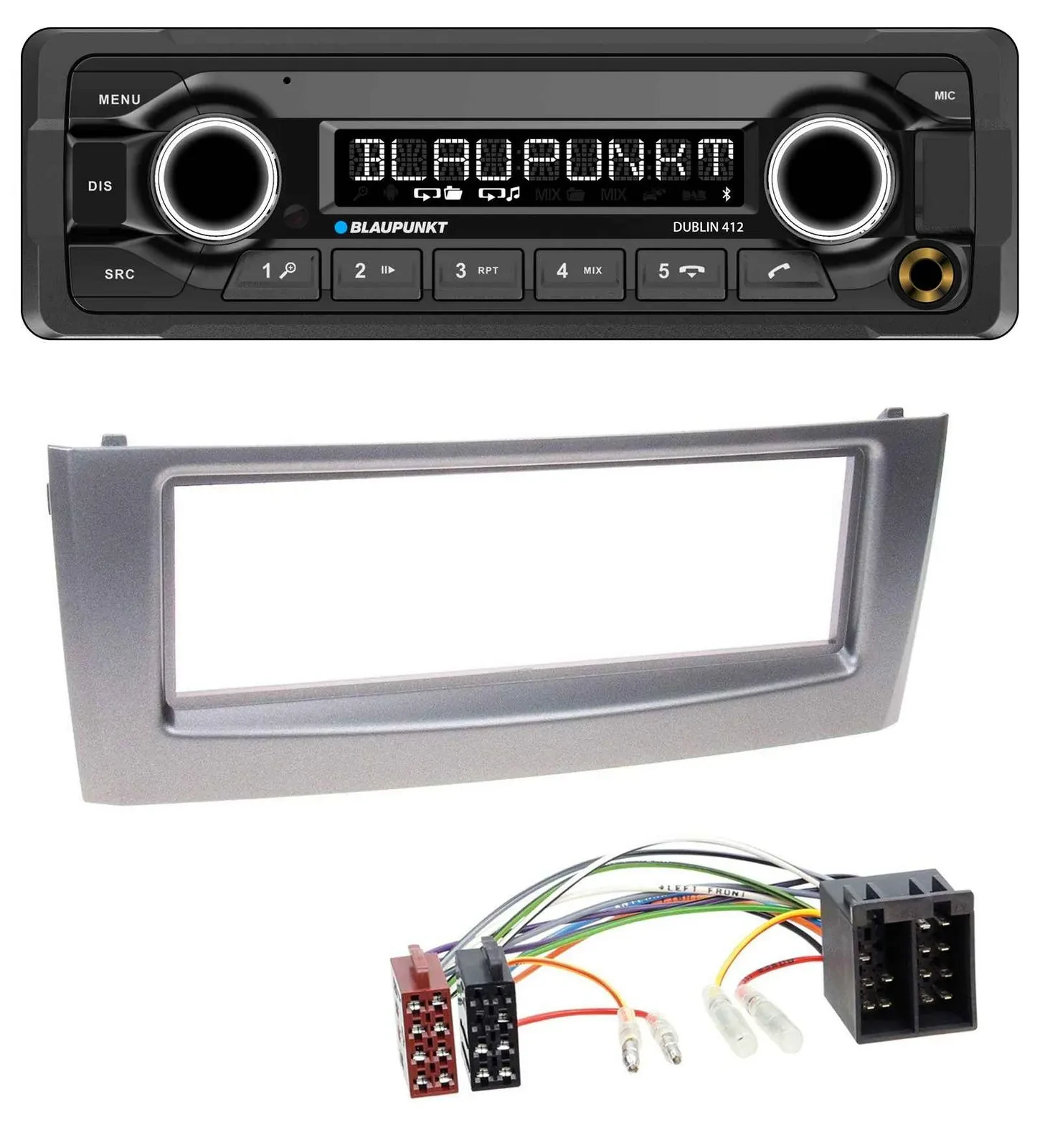Blaupunkt MP3 Bluetooth USB AUX Autoradio für Fiat Punto Grande Punto ab 05 grau