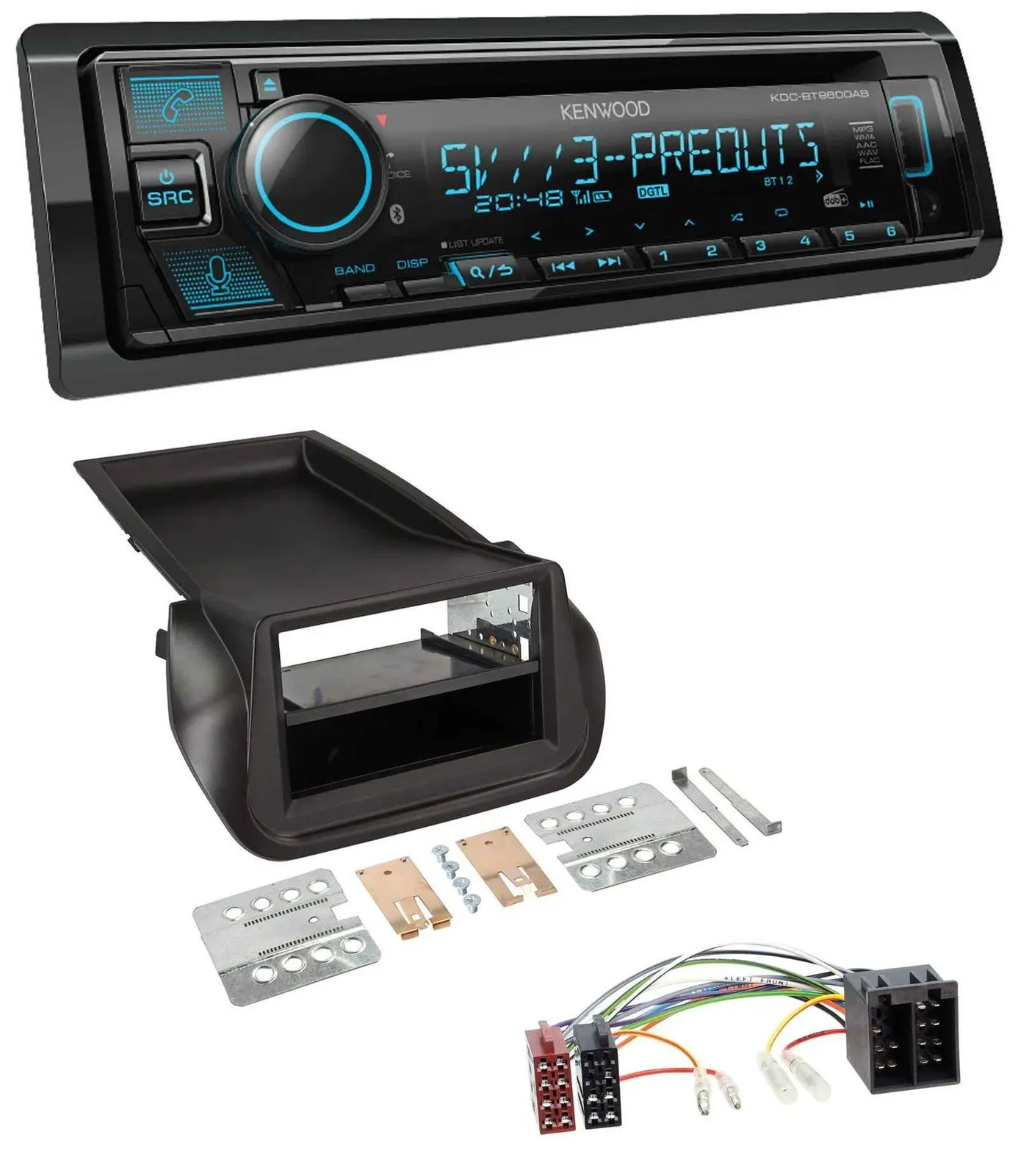 Kenwood Bluetooth USB CD MP3 DAB Autoradio für FIAT Fiorino (ab 2008)