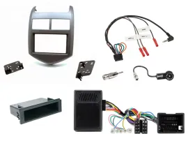 Einbauset Lenkradadapter DIN Autoradio für Chevrolet Aveo ab 11 dunkelgraumetall