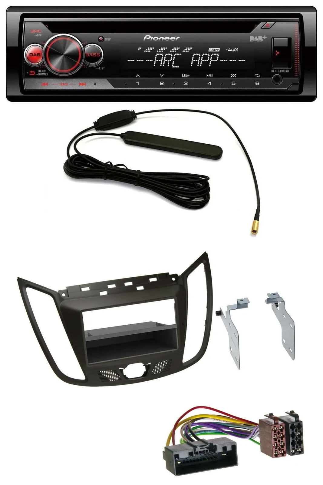 Pioneer CD USB AUX DAB MP3 Autoradio für Ford C-Max / Kuga - dunkelbraun