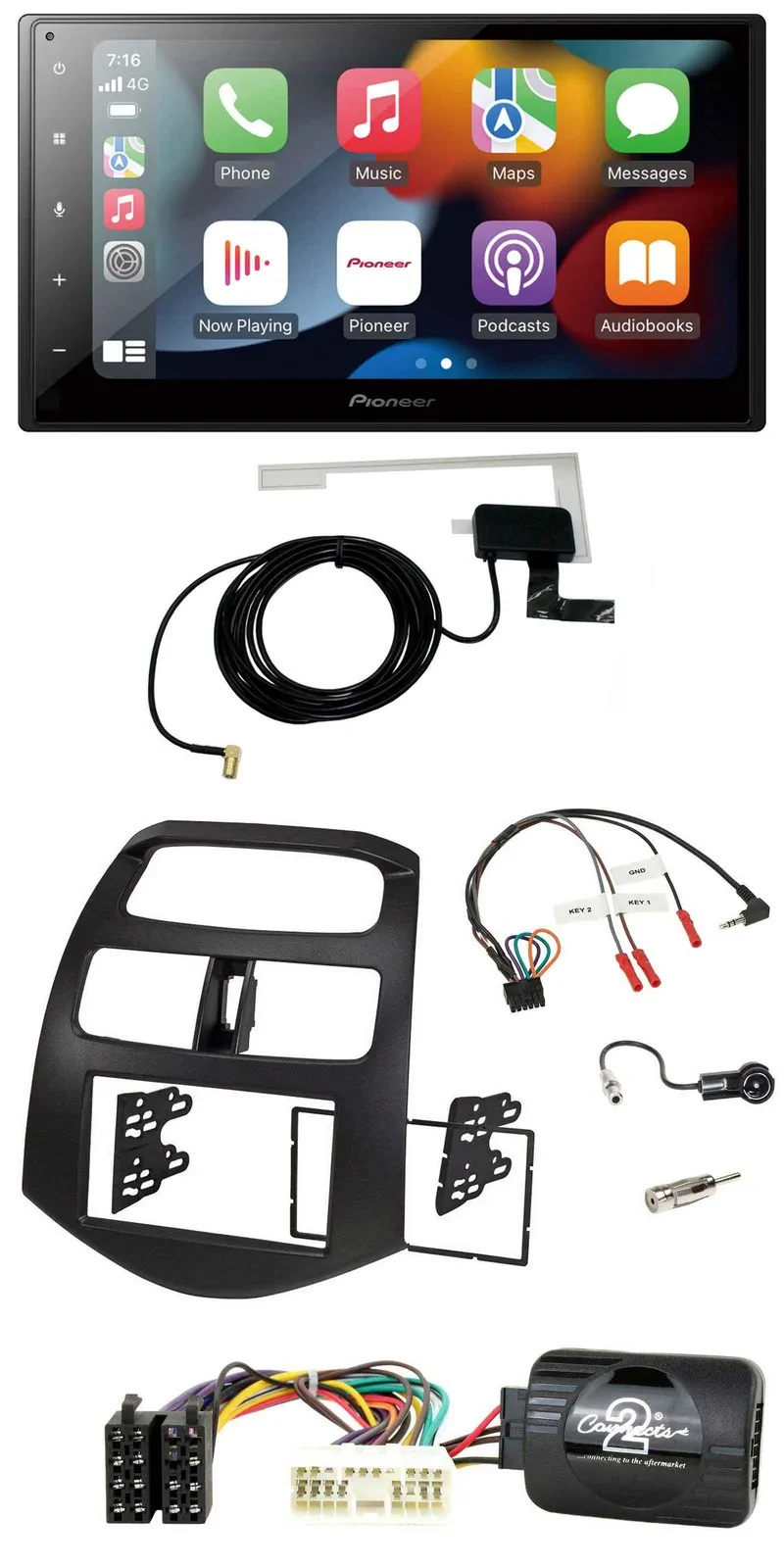 Автомагнитола Pioneer 2DIN USB, Bluetooth, DAB для Chevrolet Spark KLM 2012–2020