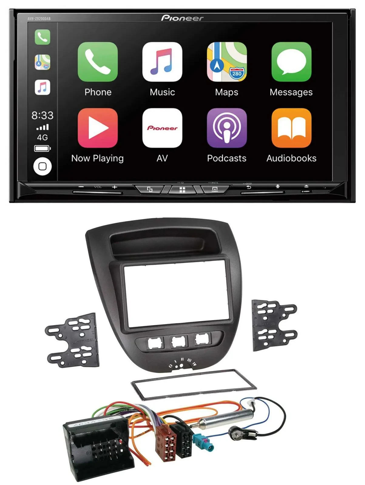 Pioneer 2DIN MP3 USB DAB DVD Bluetooth Autoradio für Citroen C1 Peugeot 107 Toyo