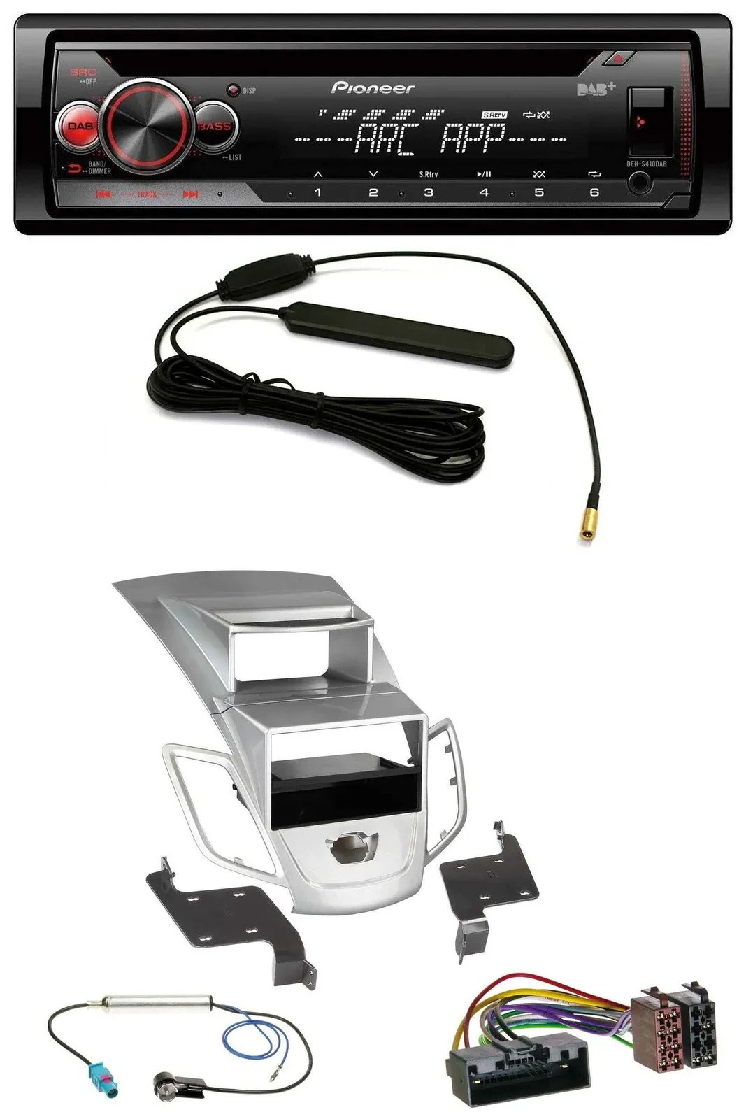 Pioneer CD USB AUX DAB MP3 Autoradio für Ford Fiesta Display 10-17 silber