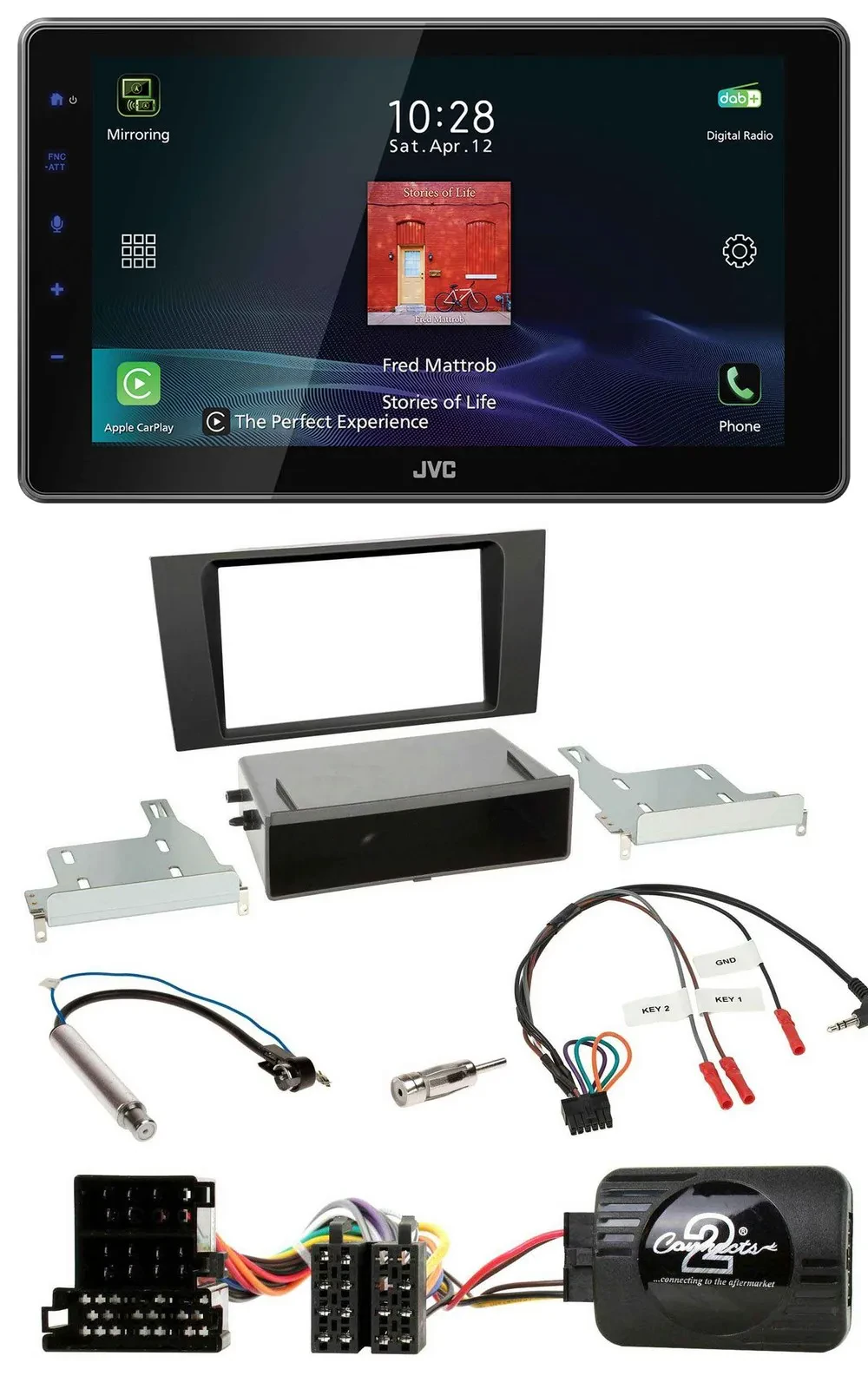 JVC DAB Lenkrad Bluetooth USB Autoradio für Audi A4 B5 1999-2001