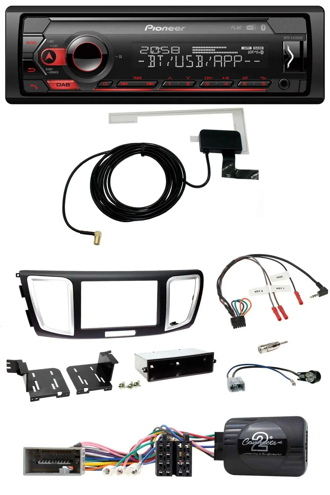 Автомагнитола для Honda Accord 2013–2015 Pioneer Bluetooth, DAB, USB, поддержка кнопок на руле