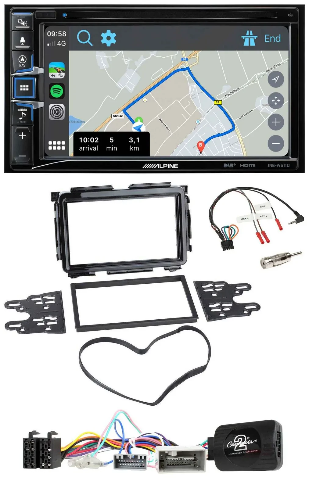 Alpine DAB TMC Bluetooth 2DIN USB Lenkrad Navigation für Honda HR-V RU ab 2015 s