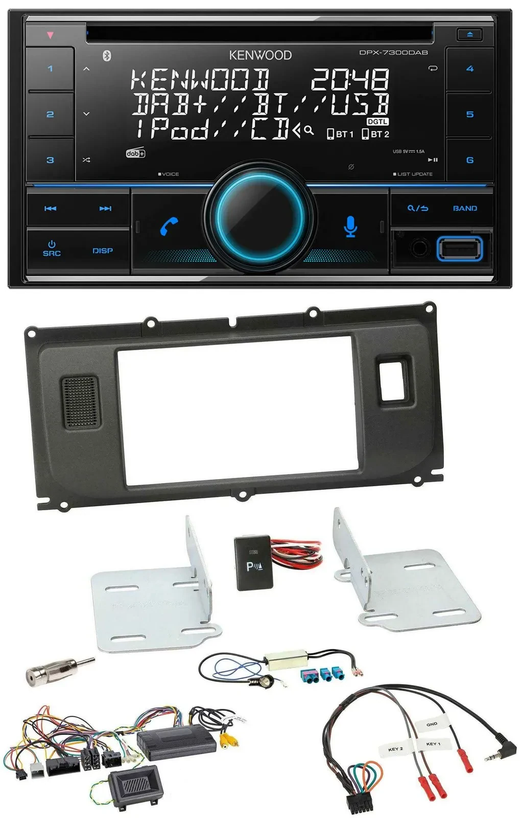 Kenwood CD 2DIN DAB USB Lenkrad Bluetooth Autoradio für Land Rover Evoque ab 201