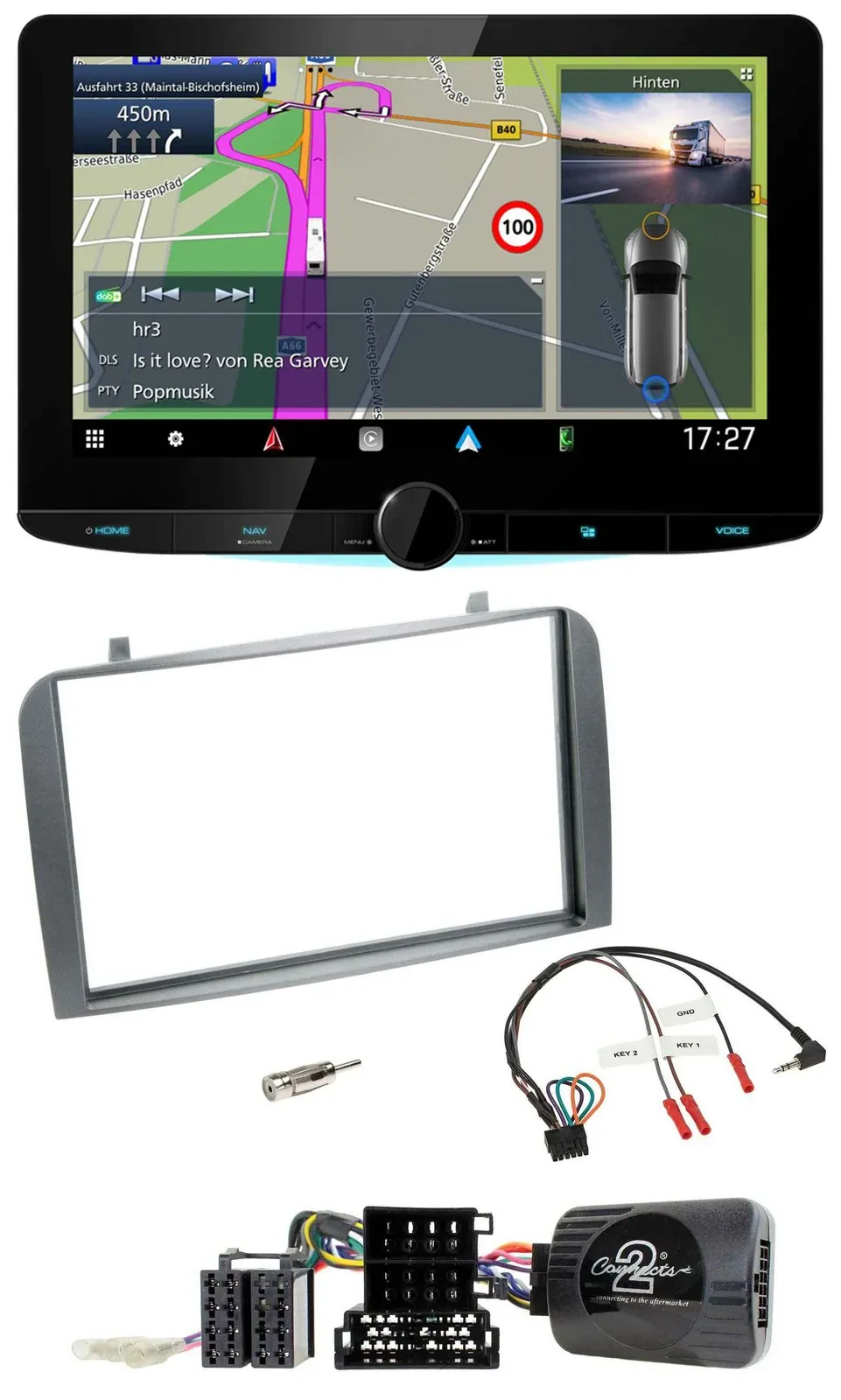 Kenwood Bluetooth DAB TMC 2DIN Lenkrad USB Navigation für Alfa Romeo GT 147 07-1
