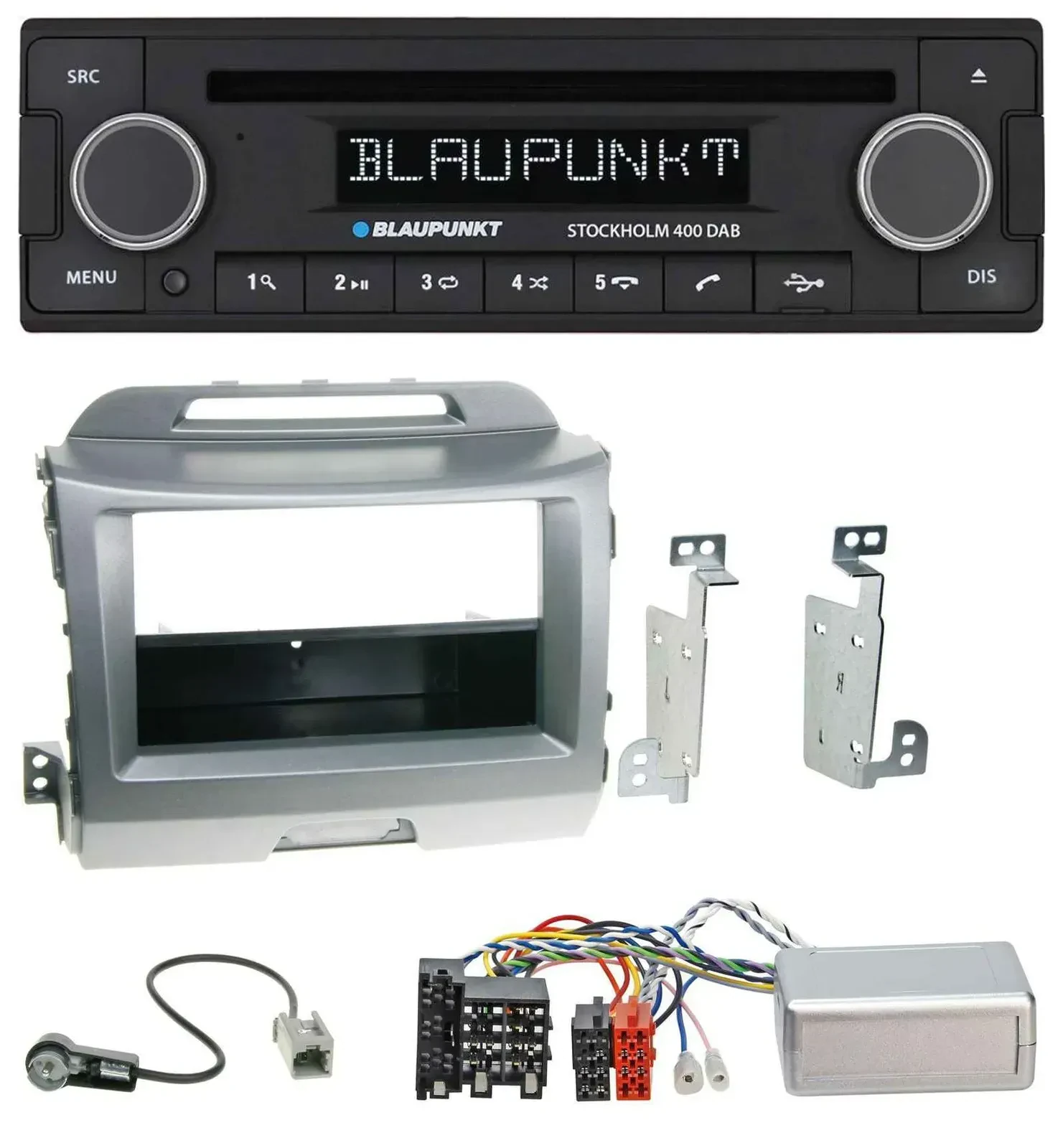Blaupunkt Lenkrad Bluetooth DAB CD USB Autoradio für Kia Sportage 3 2010-15 silb