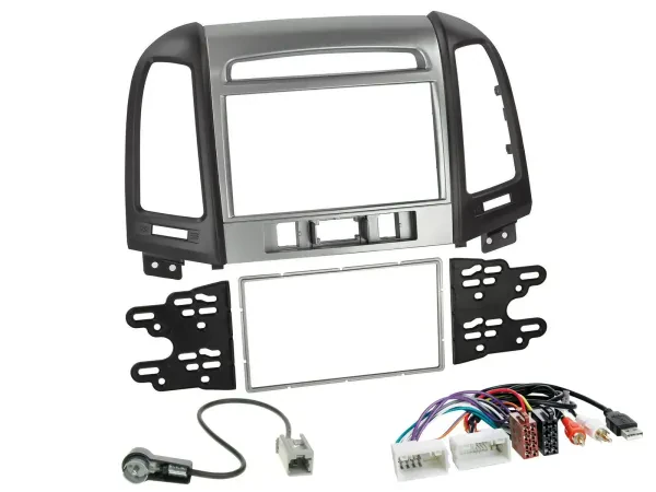 Einbauset Doppel DIN Autoradio für Hyundai Santa Fe USB AUX 3 Schalter 06-12