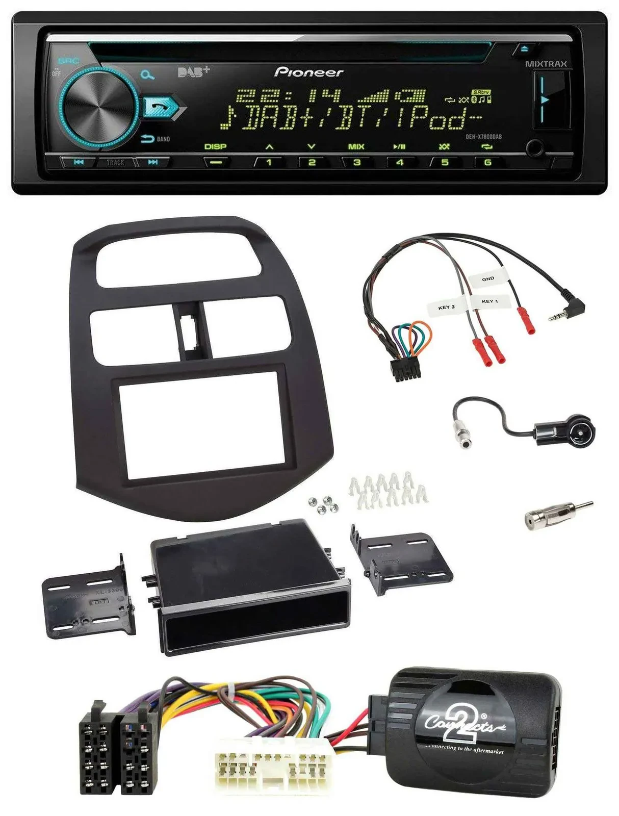 Автомагнитола для Chevrolet Spark KLM 2012–2013 Pioneer DAB, CD, USB, Bluetooth, поддержка кнопок на руле