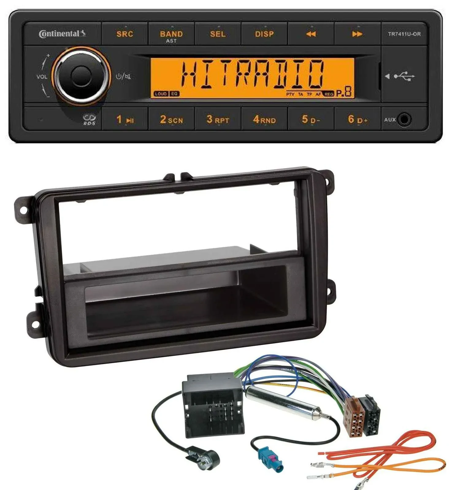 Continental 1DIN USB AUX MP3 Autoradio für VW Sharan ab 10 Tiguan ab 07 Touran a