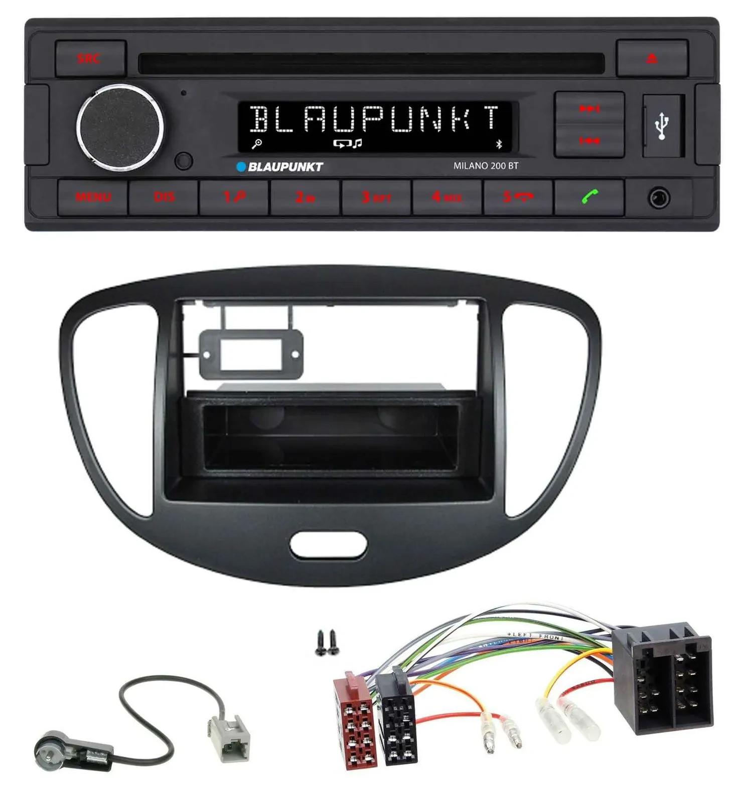 Blaupunkt MP3 USB CD Bluetooth AUX Autoradio für Hyundai i10 (2008-2013) schwarz