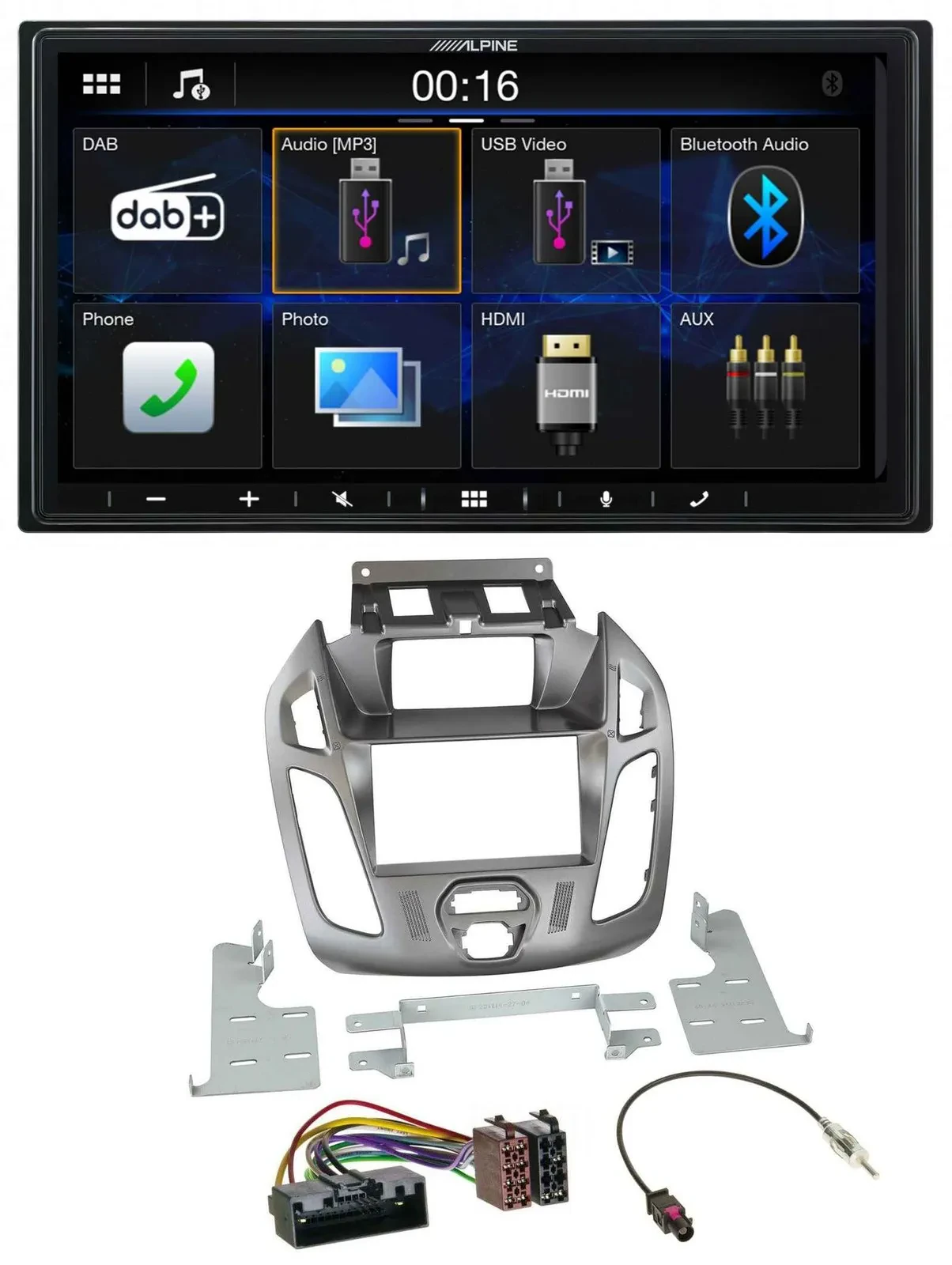 Alpine Bluetooth 2DIN MP3 DAB USB Autoradio für Ford Transit 12-18 Display Conne