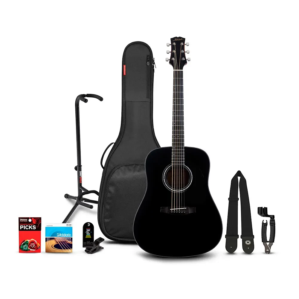 Mitchell Motion D150 Dreadnought Acoustic Guitar Deluxe Pack Black