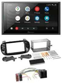 Pioneer USB 2DIN DAB MP3 Bluetooth Autoradio für Fiat 500 bis 2012 glänzend schw