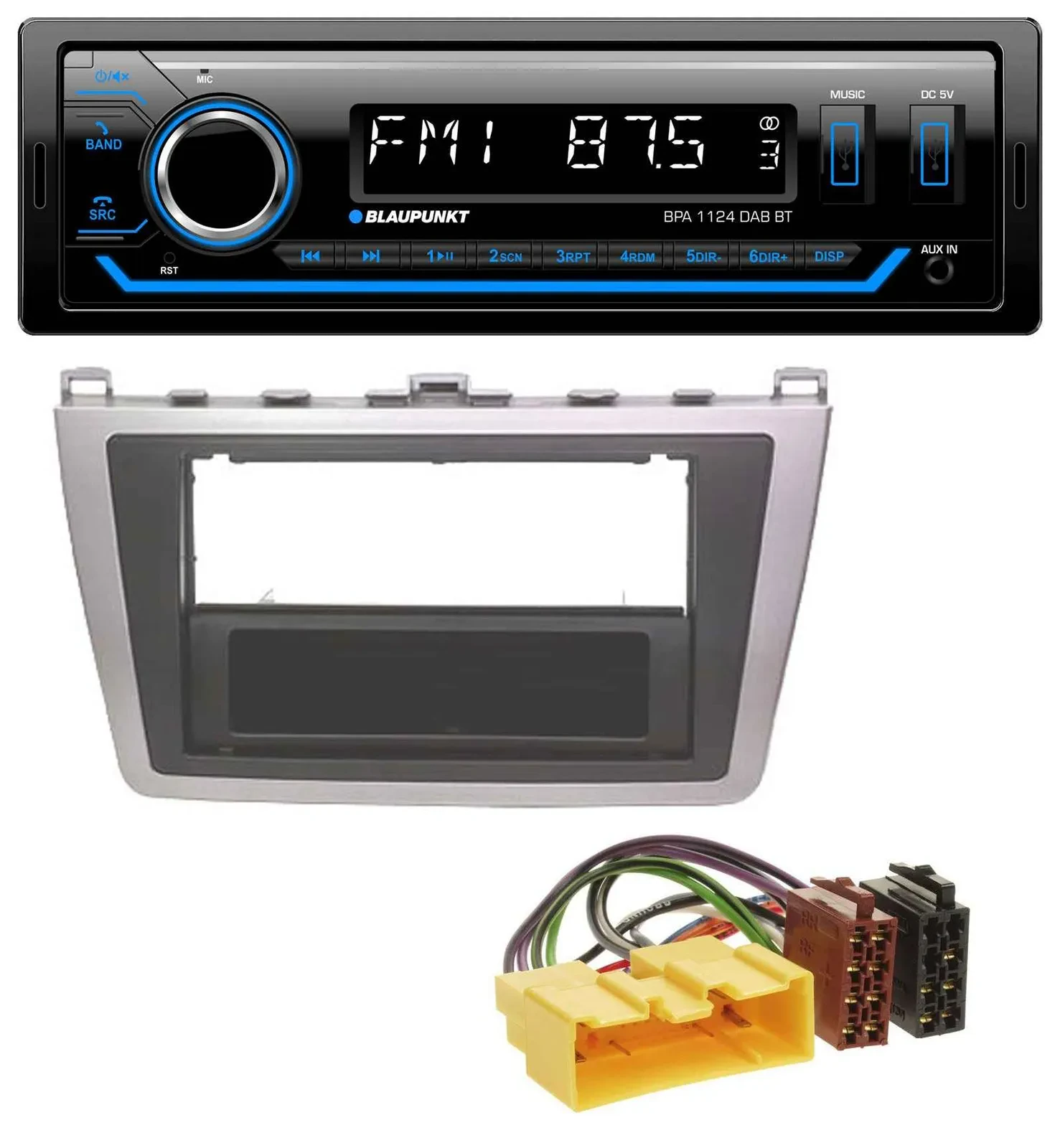 Автомагнитола для Mazda 6 Blaupunkt Bluetooth USB DAB MP3 серебристо-черная (2008–2012)