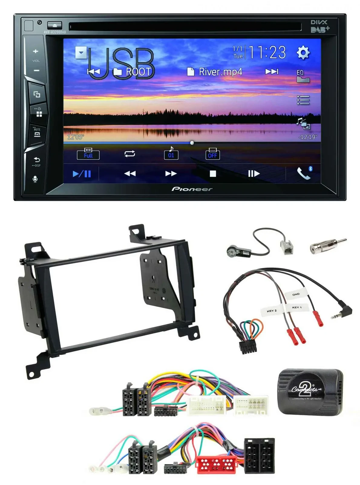Pioneer Bluetooth 2DIN USB DVD DAB Lenkrad Autoradio für Hyundai Santa Fe 2010-2