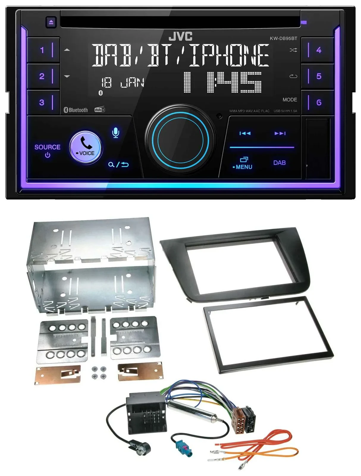JVC MP3 USB 2DIN DAB Bluetooth CD Autoradio für Seat Altea Toledo Altea XL schwa