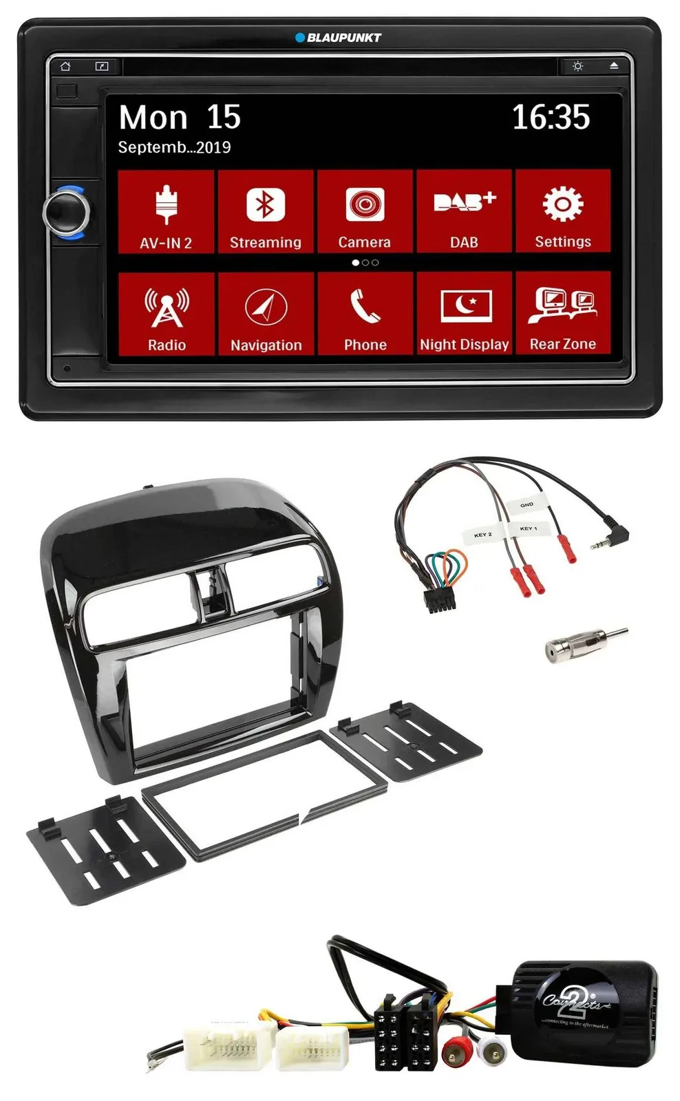 Blaupunkt Lenkrad DAB TMC 2DIN USB Bluetooth Navigation für Mitsubishi Mirage Sp