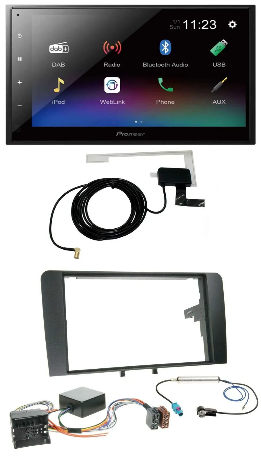 Автомагнитола Pioneer 2DIN DAB Bluetooth USB для Audi A3 8P (2006–2012), совместима с активной системой Infinity