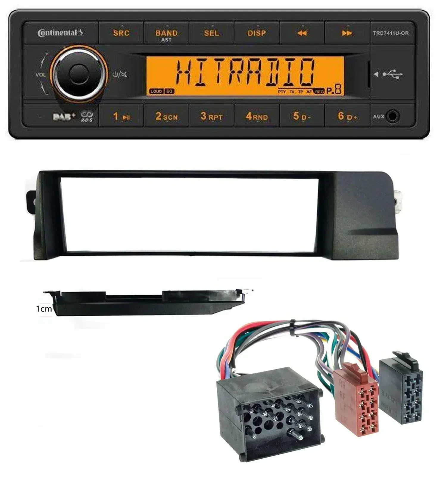 Continental 1DIN DAB MP3 AUX USB Autoradio für BMW 3er E46 Profiversion Rundpin