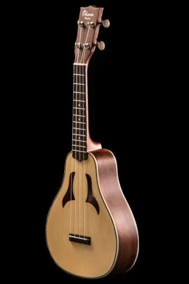 Ohana VK-70 Solid Spruce and Mahogany Soprano Vita Style Ukulele with Bag -Blem