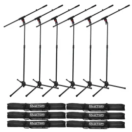 DJ Pro Audio Band Microphone Tripod Boom Stands w Carry Bags & Mic Clips 6 Pack