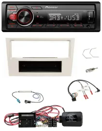 Pioneer MP3 1DIN DAB USB Lenkrad Autoradio für Opel Corsa D perl-weiss 09-14