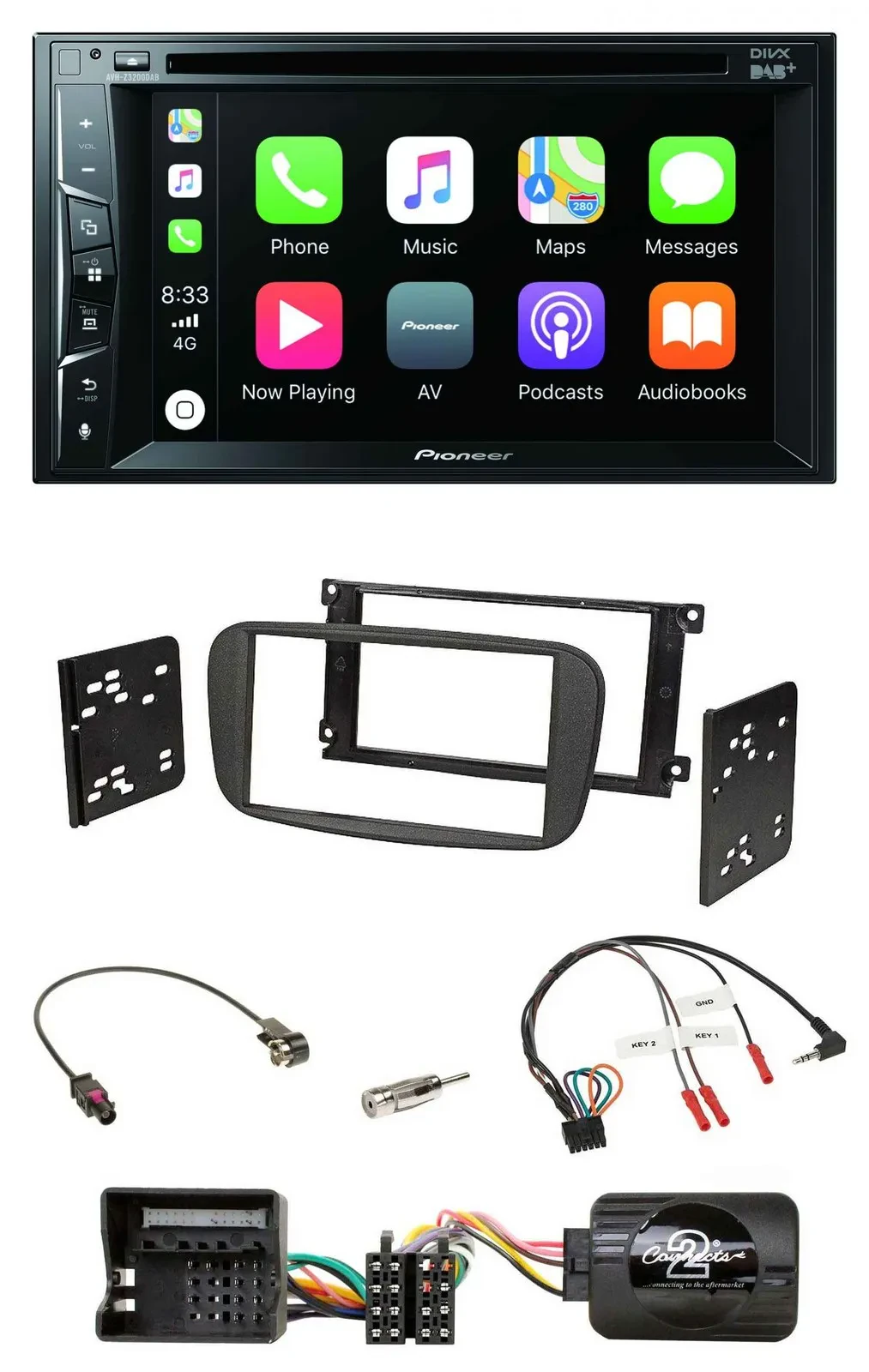 Pioneer Lenkrad USB DVD Bluetooth DAB 2DIN Autoradio für Ford Galaxy Focus C-Max