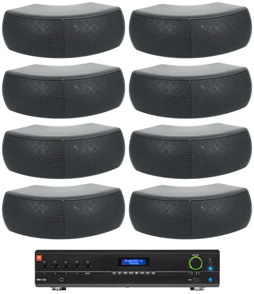 Настенная акустика JBL WET-D4 Black с усилителем (8 штук)
