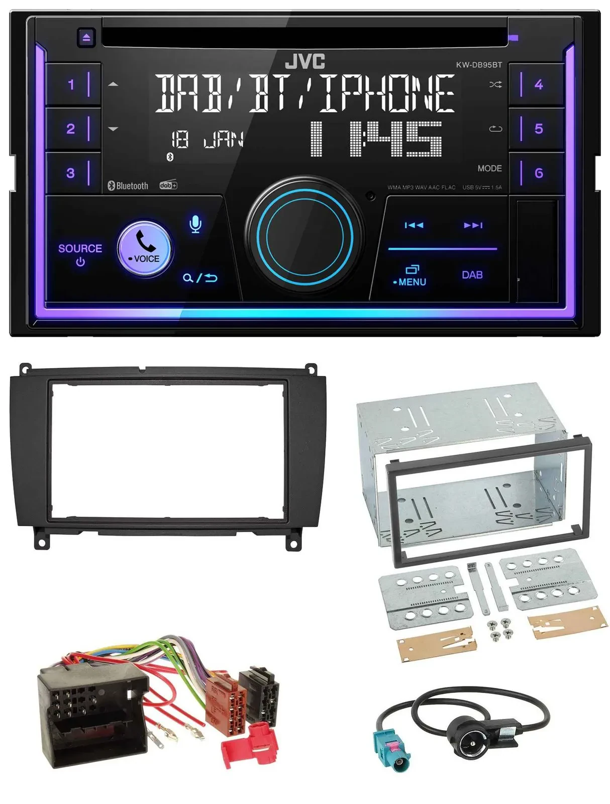 JVC MP3 USB 2DIN DAB Bluetooth CD Autoradio für Mercedes CLK C209 A209 04-10