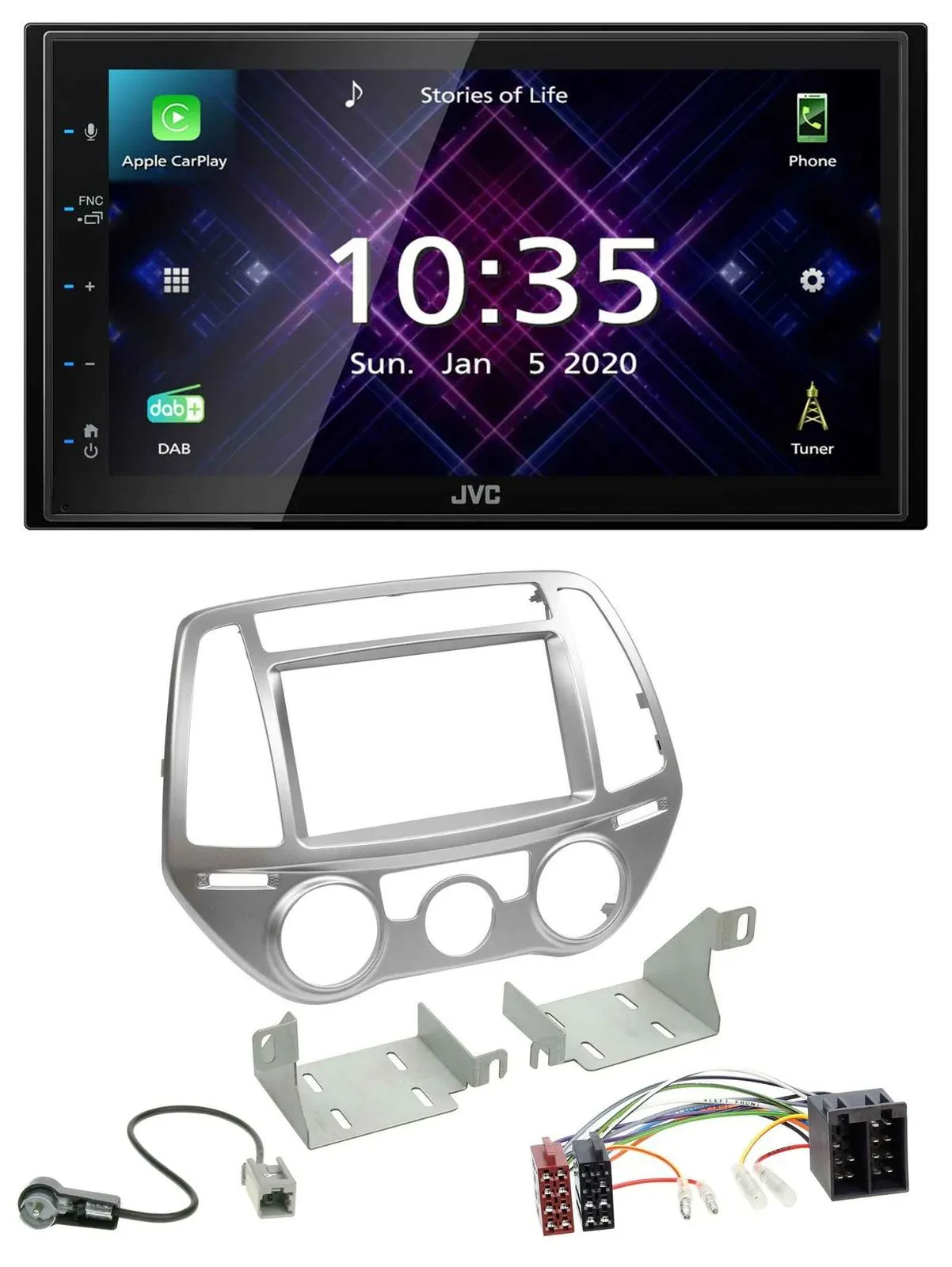 JVC DAB 2DIN MP3 Bluetooth USB Autoradio für Hyundai i20 12-14 man. Klima