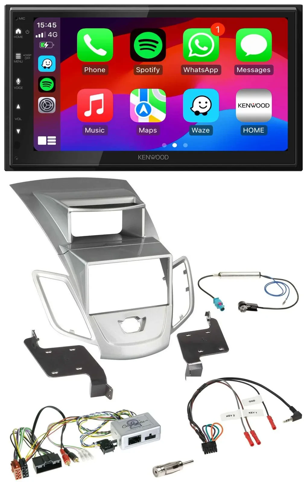 Kenwood Lenkrad USB DAB 2DIN Bluetooth Autoradio für Ford Fiesta 2010-17 Display