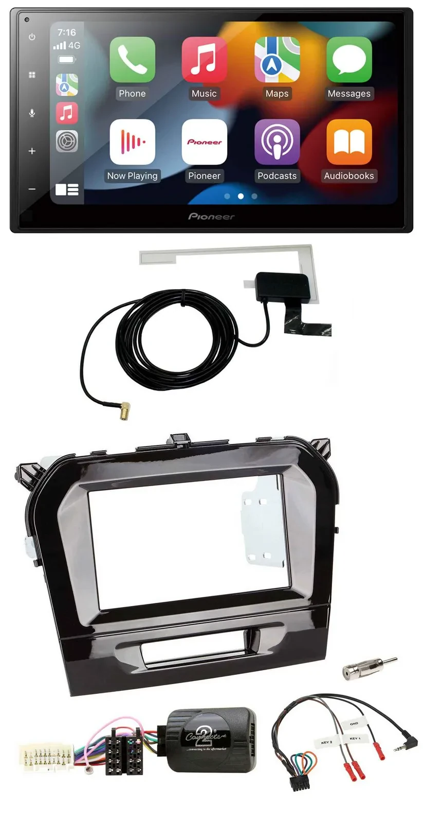 Автомагнитола Pioneer 2DIN USB Bluetooth DAB для Suzuki Vitara (с 2015), поддержка управления с руля