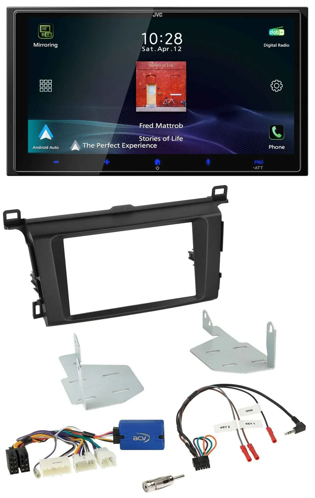 JVC USB Bluetooth 2DIN DAB Lenkrad Autoradio für Toyota RAV 4 ab 2013