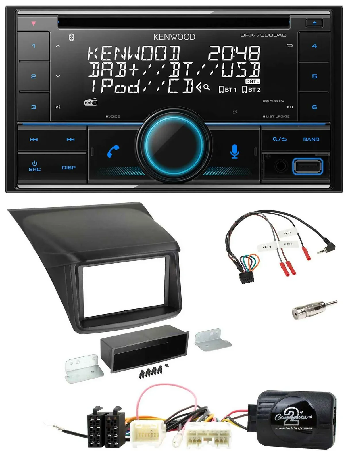 Kenwood CD 2DIN DAB USB Lenkrad Bluetooth Autoradio für Mitsubishi L200 2010-201
