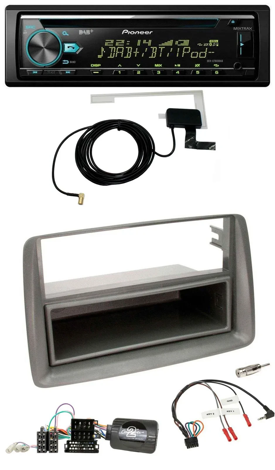 Pioneer MP3 Lenkrad CD USB DAB Autoradio für Fiat Panda 169 2007-2012 grau