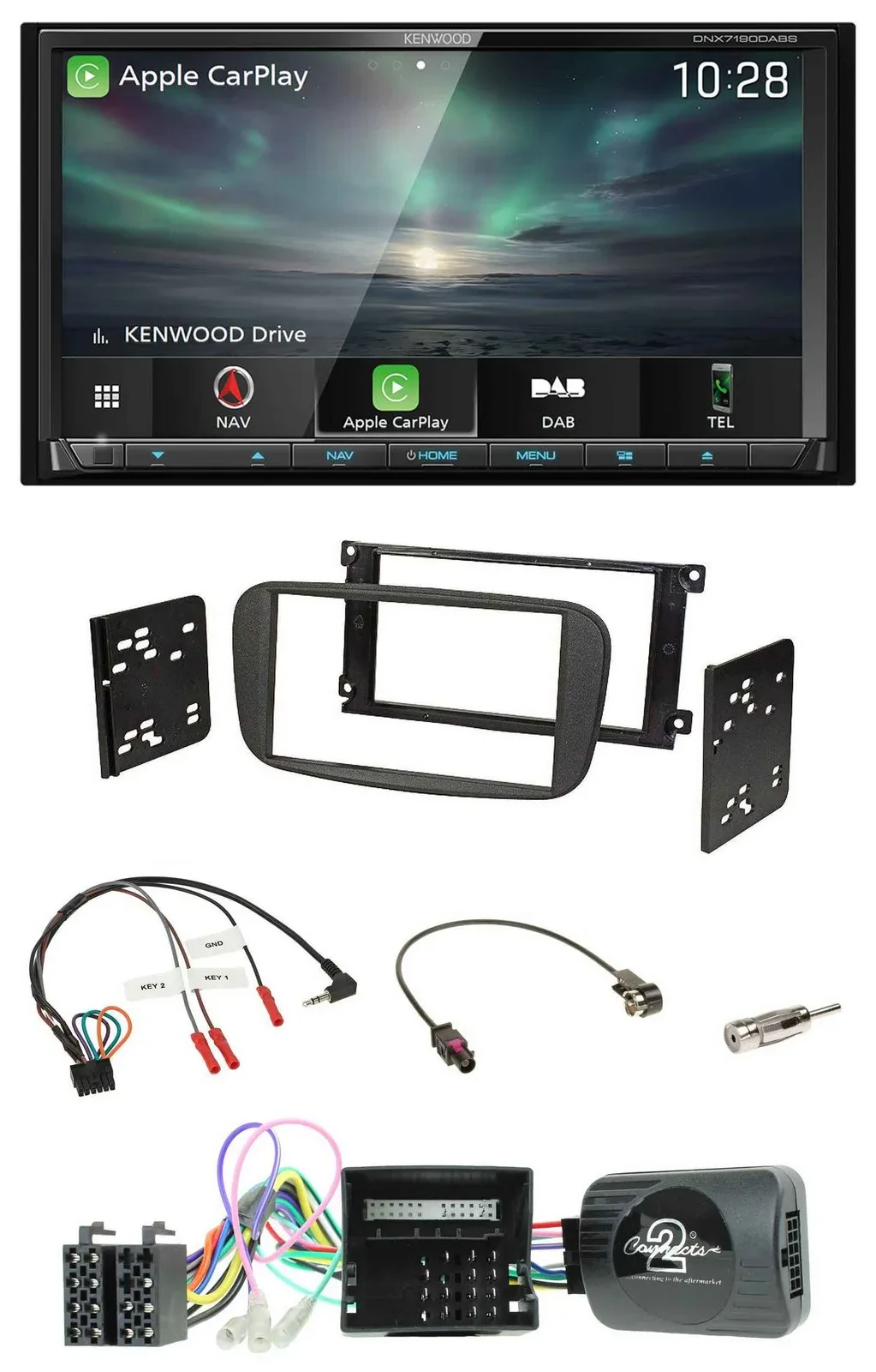 Kenwood Bluetooth USB 2DIN Lenkrad TMC DAB Navigation für Ford S-Max Mondeo Can-