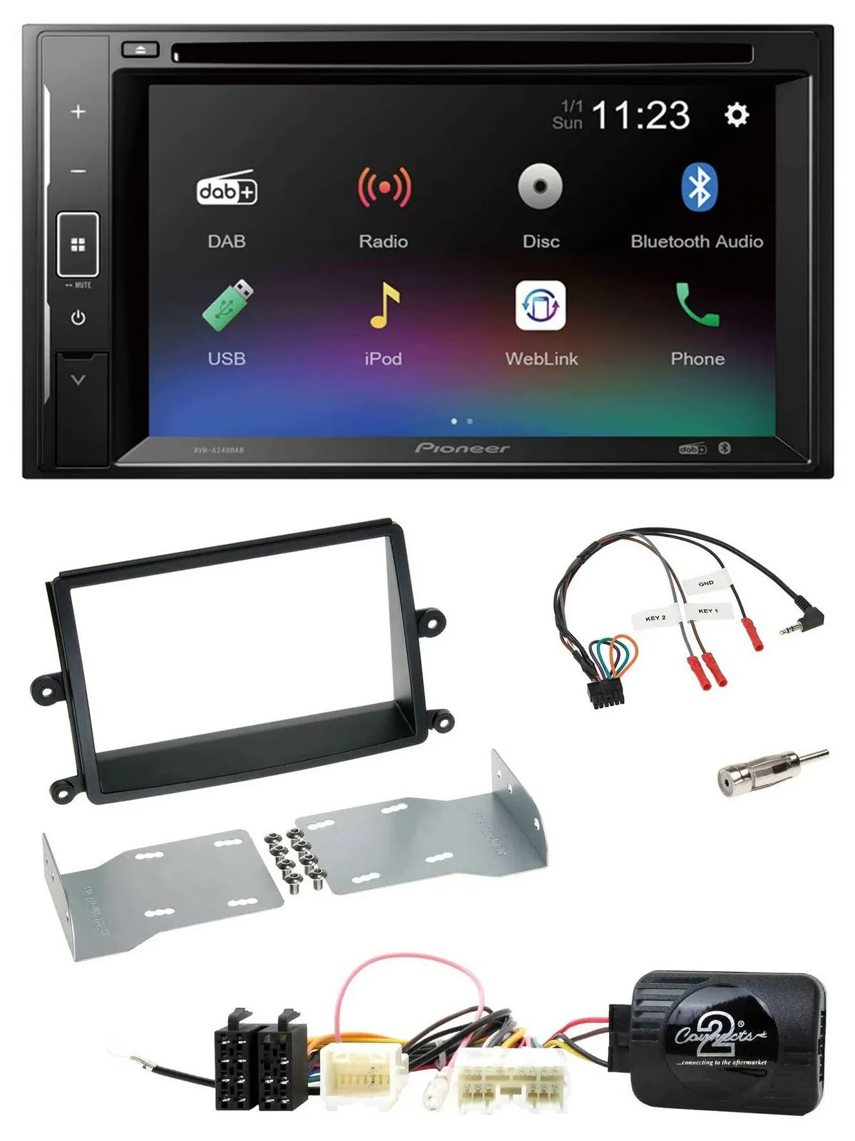 Pioneer Bluetooth Lenkrad USB 2DIN DAB DVD Autoradio für Mitsubishi L200 06-15