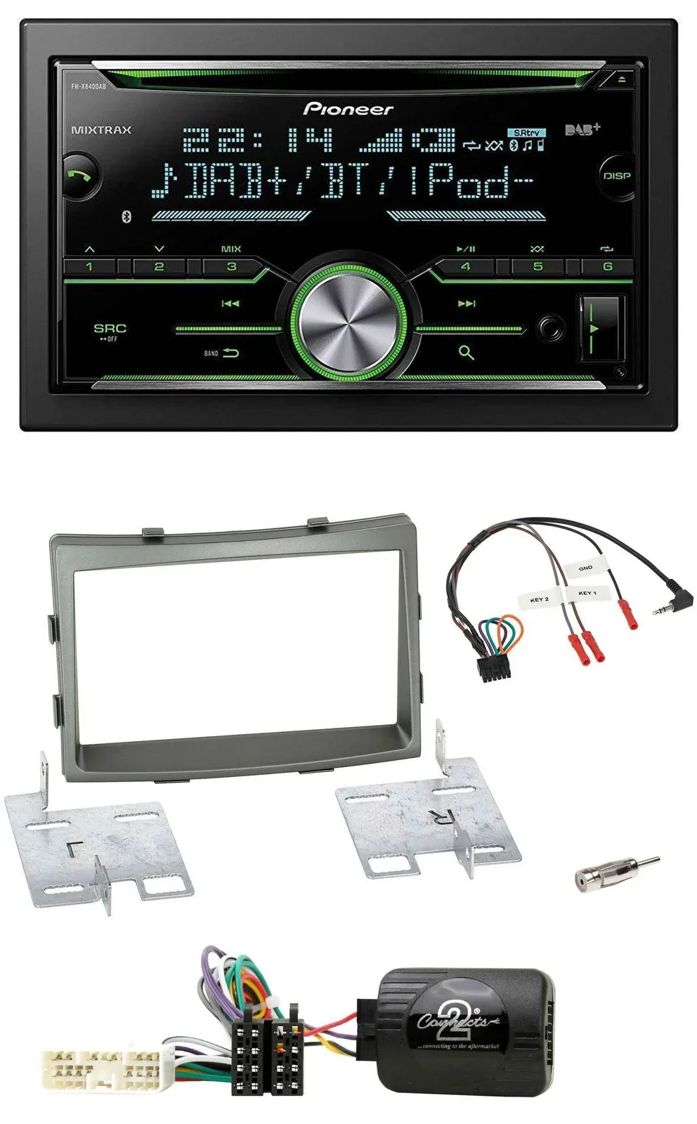 Pioneer Bluetooth Lenkrad DAB 2DIN USB CD Autoradio für SSangYong Rodius ab 2013