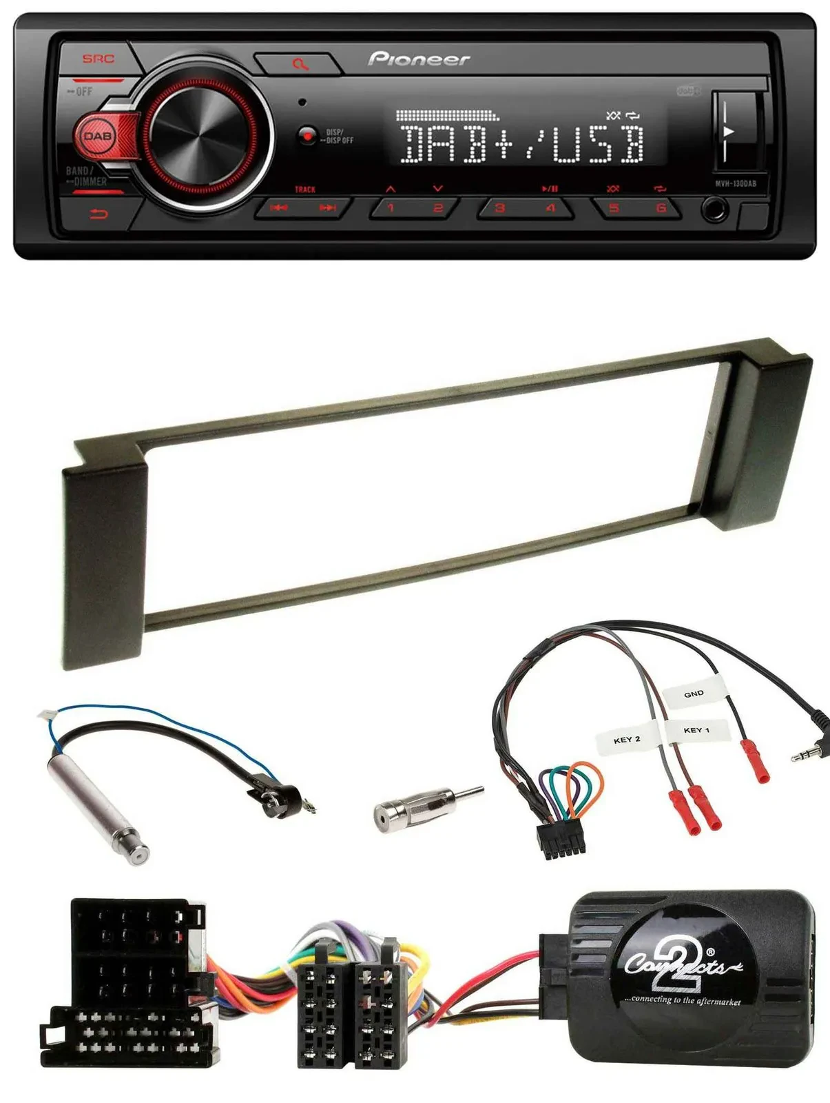 Автомагнитола Pioneer 1DIN, DAB, USB, MP3 для Audi A3/A6 (2000–2004)