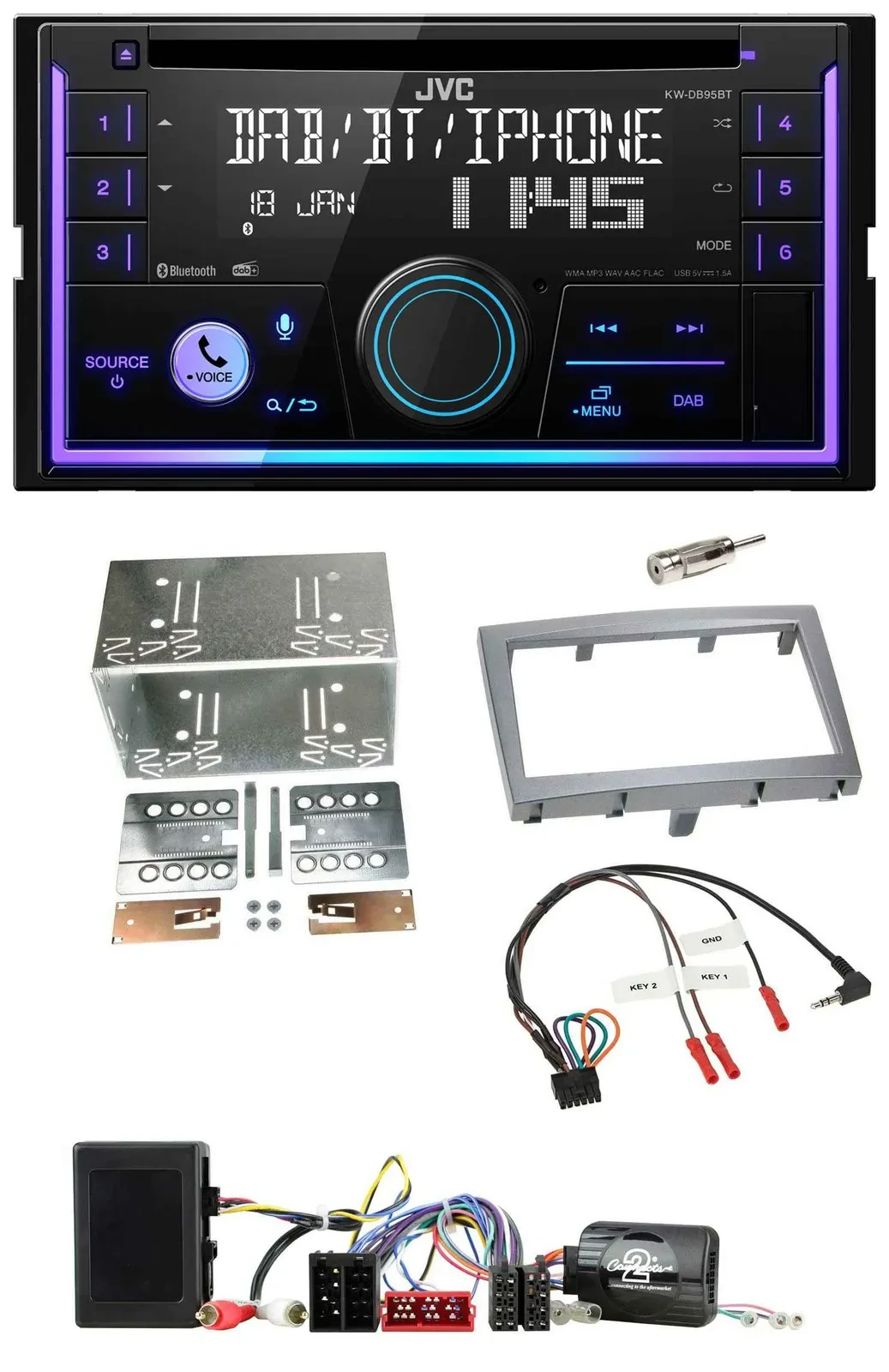 JVC Lenkrad USB 2DIN DAB Bluetooth CD Autoradio für Porsche 911 Boxster Cayman s