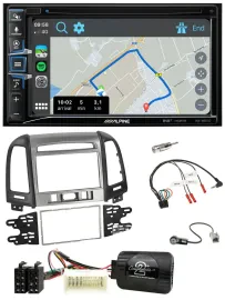 Автомагнитола Alpine 2DIN, DAB, TMC, Bluetooth, USB, навигация, для Hyundai Santa Fe 3, поддержка управления на руле
