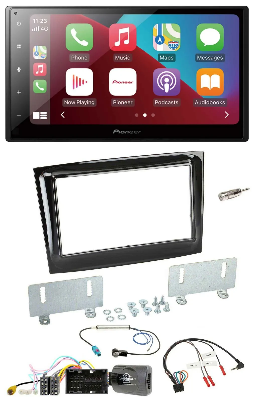 Автомагнитола для Fiat Doblo (с 2015) Pioneer 2DIN, DAB, Bluetooth, USB, черный Piano Black, поддержка кнопок на руле