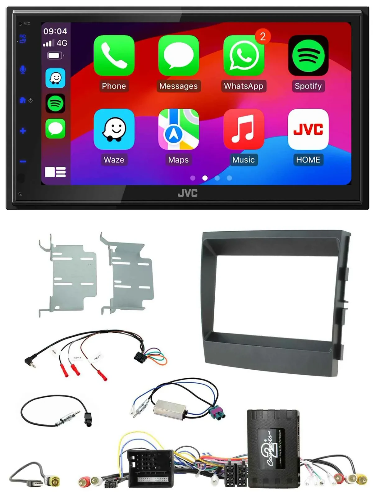 Автомагнитола JVC 2 DIN Bluetooth DAB USB для Porsche Panamera 2009–2016 с адаптером управления на руле