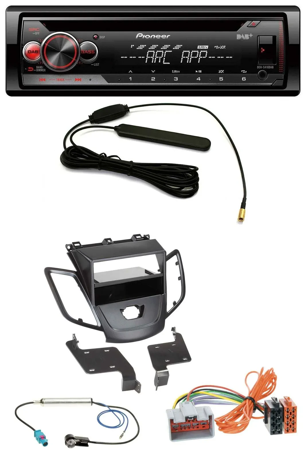 Pioneer CD USB AUX DAB MP3 Autoradio für Ford Fiesta JA8 08-10 ohne Display schw